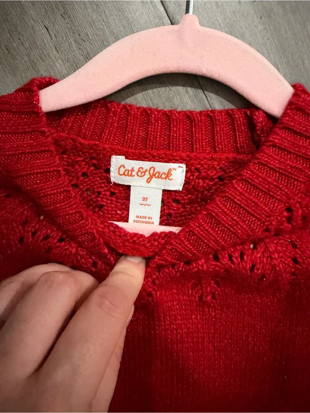 Cat & Jack Bright Red Knit Dress with Yoke Detail